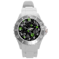 Green Mind Round Plastic Sport Watch (l) by Valentinaart