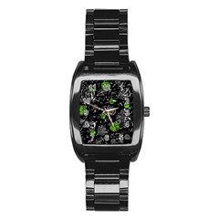 Green Mind Stainless Steel Barrel Watch by Valentinaart