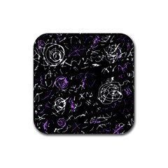 Abstract Mind - Purple Rubber Coaster (square)  by Valentinaart