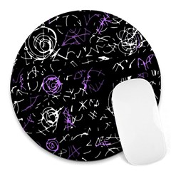 Abstract Mind - Purple Round Mousepads by Valentinaart