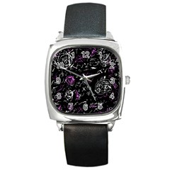 Abstract Mind - Magenta Square Metal Watch by Valentinaart