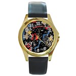 Confusion Round Gold Metal Watch Front