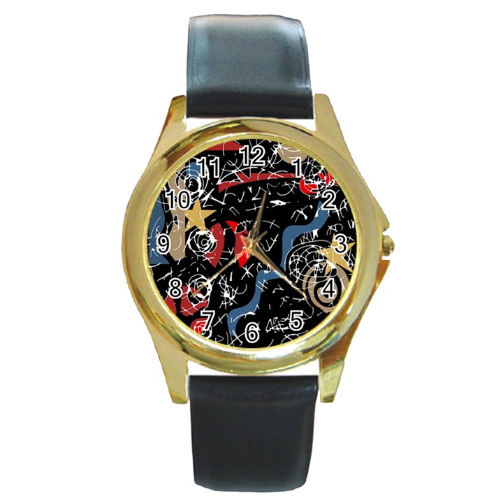 Confusion Round Gold Metal Watch