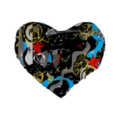 Confusion 2 Standard 16  Premium Flano Heart Shape Cushions by Valentinaart