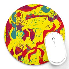 Yellow confusion Round Mousepads