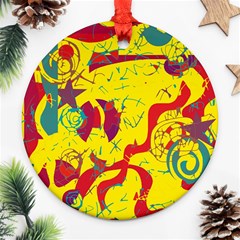 Yellow Confusion Ornament (round)  by Valentinaart