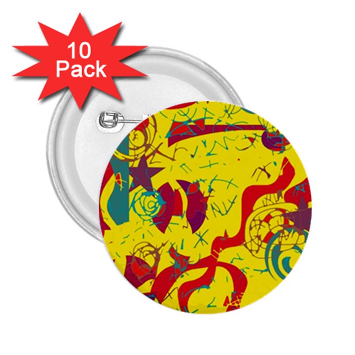 Yellow confusion 2.25  Buttons (10 pack) 