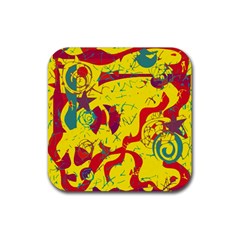 Yellow Confusion Rubber Coaster (square)  by Valentinaart