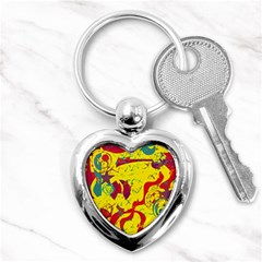 Yellow Confusion Key Chains (heart)  by Valentinaart