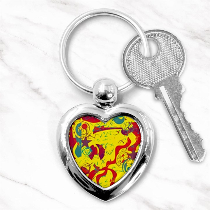 Yellow confusion Key Chains (Heart) 