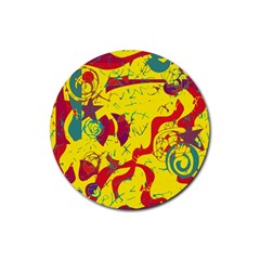 Yellow confusion Rubber Coaster (Round) 