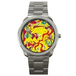 Yellow confusion Sport Metal Watch Front