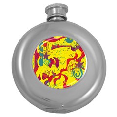 Yellow Confusion Round Hip Flask (5 Oz) by Valentinaart