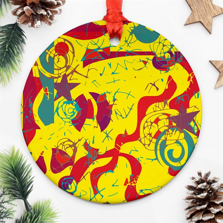 Yellow confusion Round Ornament (Two Sides) 