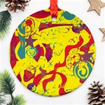 Yellow confusion Round Ornament (Two Sides)  Back