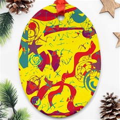 Yellow confusion Oval Ornament (Two Sides)