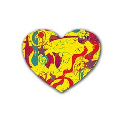 Yellow confusion Rubber Coaster (Heart) 