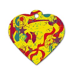 Yellow confusion Dog Tag Heart (Two Sides)