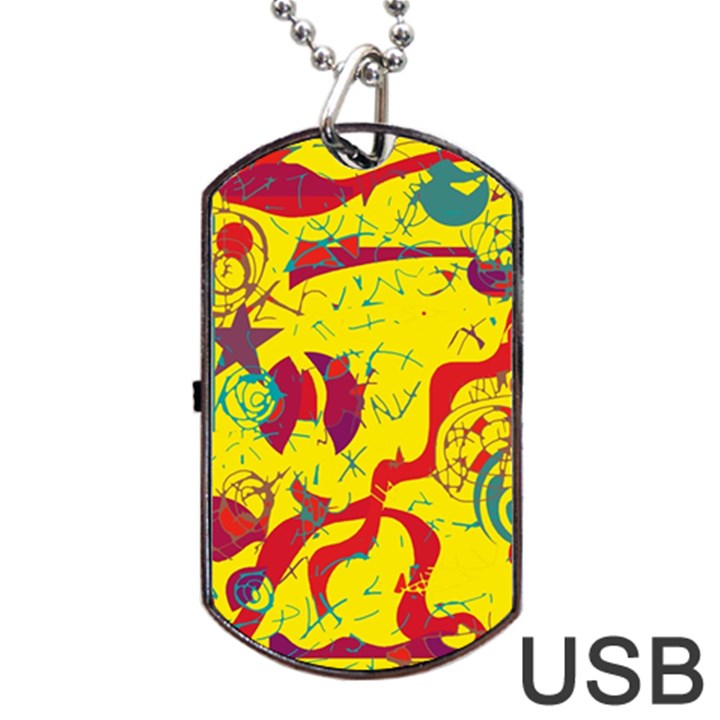 Yellow confusion Dog Tag USB Flash (One Side)