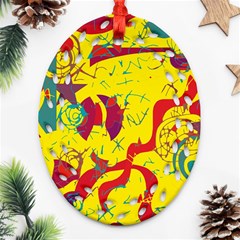 Yellow confusion Oval Filigree Ornament (2-Side) 