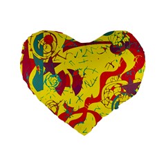 Yellow confusion Standard 16  Premium Heart Shape Cushions