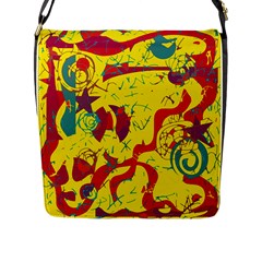 Yellow confusion Flap Messenger Bag (L) 