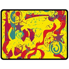 Yellow confusion Double Sided Fleece Blanket (Large) 