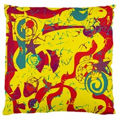 Yellow confusion Large Flano Cushion Case (One Side)