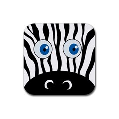 Blue Eye Zebra Rubber Coaster (square)  by Valentinaart