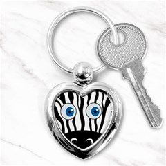 Blue Eye Zebra Key Chains (heart)  by Valentinaart