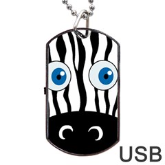 Blue Eye Zebra Dog Tag Usb Flash (two Sides)  by Valentinaart