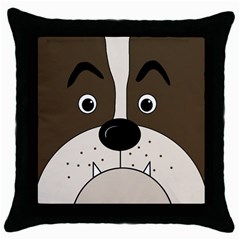 Bulldog Face Throw Pillow Case (black) by Valentinaart