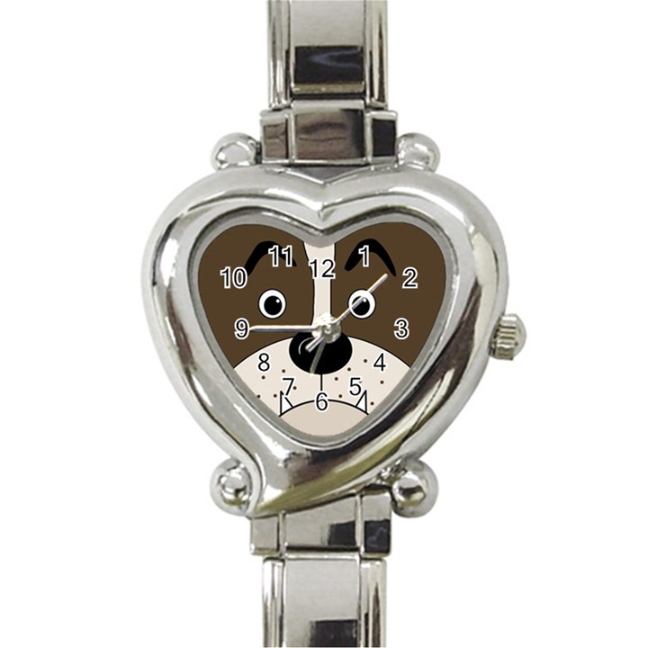 Bulldog face Heart Italian Charm Watch