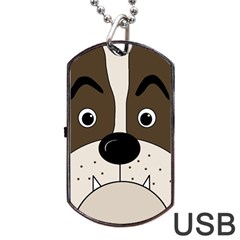 Bulldog Face Dog Tag Usb Flash (two Sides)  by Valentinaart