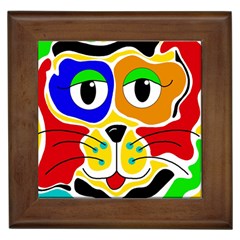 Colorful Cat Framed Tiles by Valentinaart