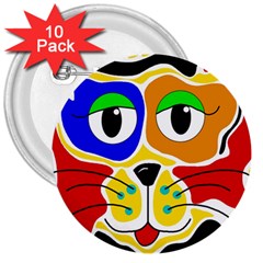 Colorful Cat 3  Buttons (10 Pack)  by Valentinaart