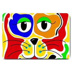 Colorful Cat Large Doormat  by Valentinaart