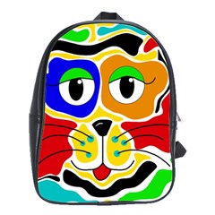 Colorful Cat School Bags(large)  by Valentinaart