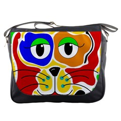 Colorful Cat Messenger Bags by Valentinaart