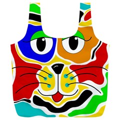 Colorful Cat Full Print Recycle Bags (l)  by Valentinaart