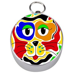 Colorful Cat Silver Compasses by Valentinaart