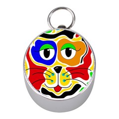 Colorful Cat Mini Silver Compasses by Valentinaart