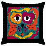 Colorful cat 2  Throw Pillow Case (Black) Front