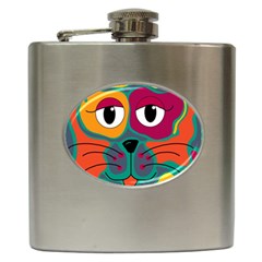 Colorful Cat 2  Hip Flask (6 Oz) by Valentinaart