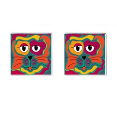 Colorful Cat 2  Cufflinks (square) by Valentinaart