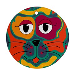 Colorful Cat 2  Round Ornament (two Sides)  by Valentinaart