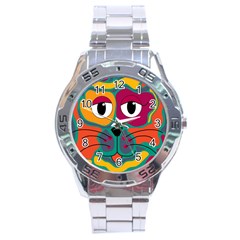 Colorful Cat 2  Stainless Steel Analogue Watch by Valentinaart