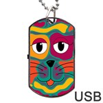 Colorful cat 2  Dog Tag USB Flash (One Side) Front