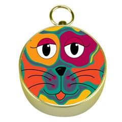 Colorful Cat 2  Gold Compasses by Valentinaart