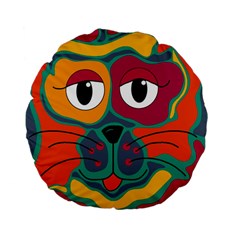 Colorful Cat 2  Standard 15  Premium Flano Round Cushions by Valentinaart